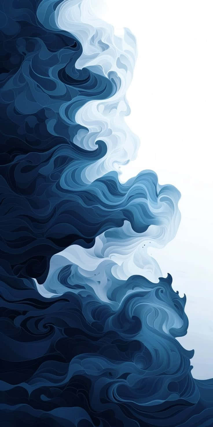 736x1472 Download Blue White Waves Wallpaper