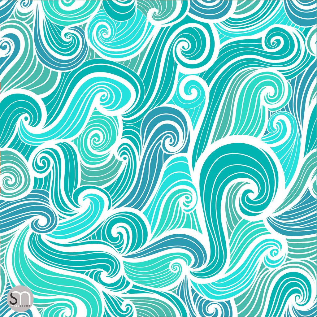 1024x1024 AQUA ABSTRACT WAVES & Stick Wallpaper