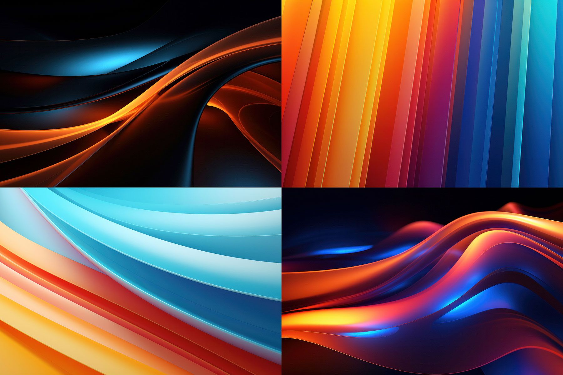 1800x1200 Orange and Blue Waves Abstract Wallpaper 3D Background