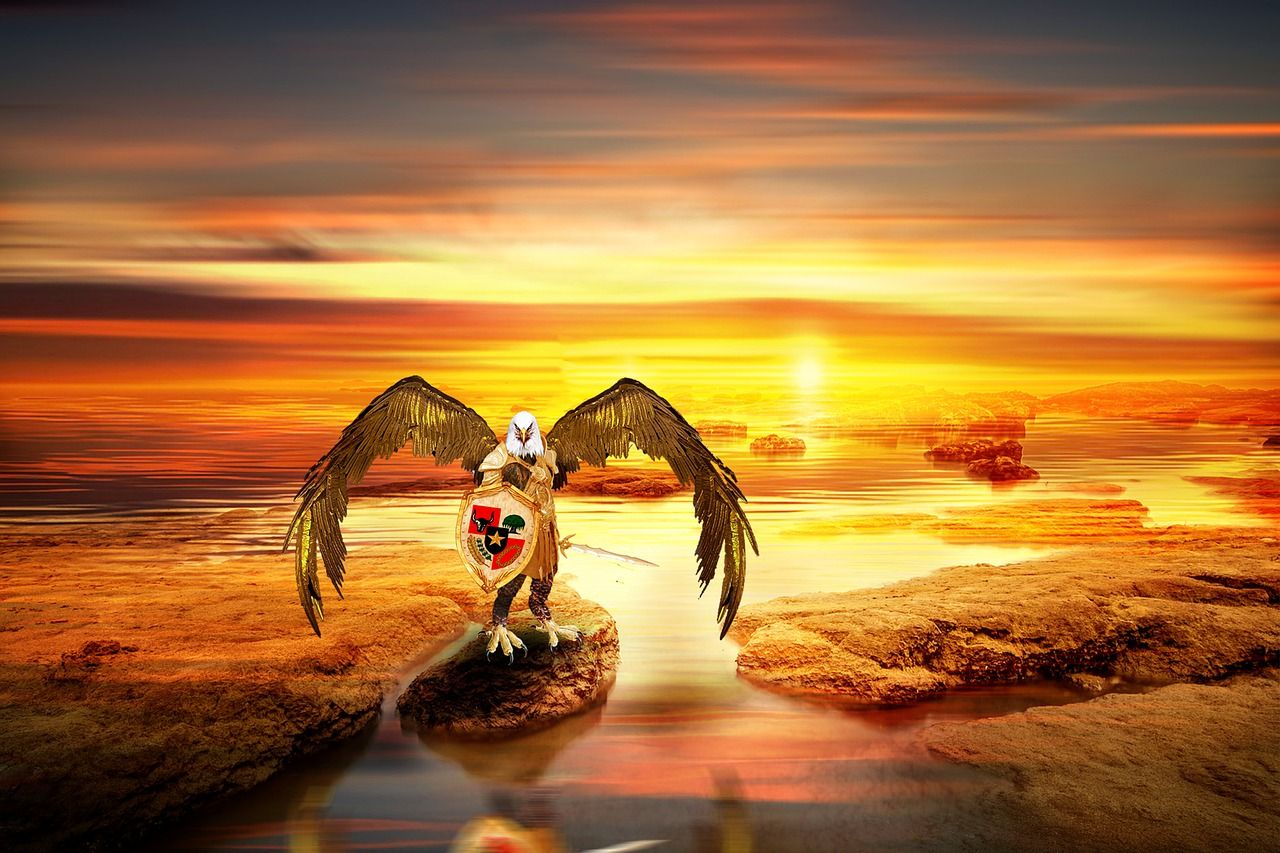 1280x853 Download Garuda Warrior Sunset. Royalty Free Stock Illustration Image