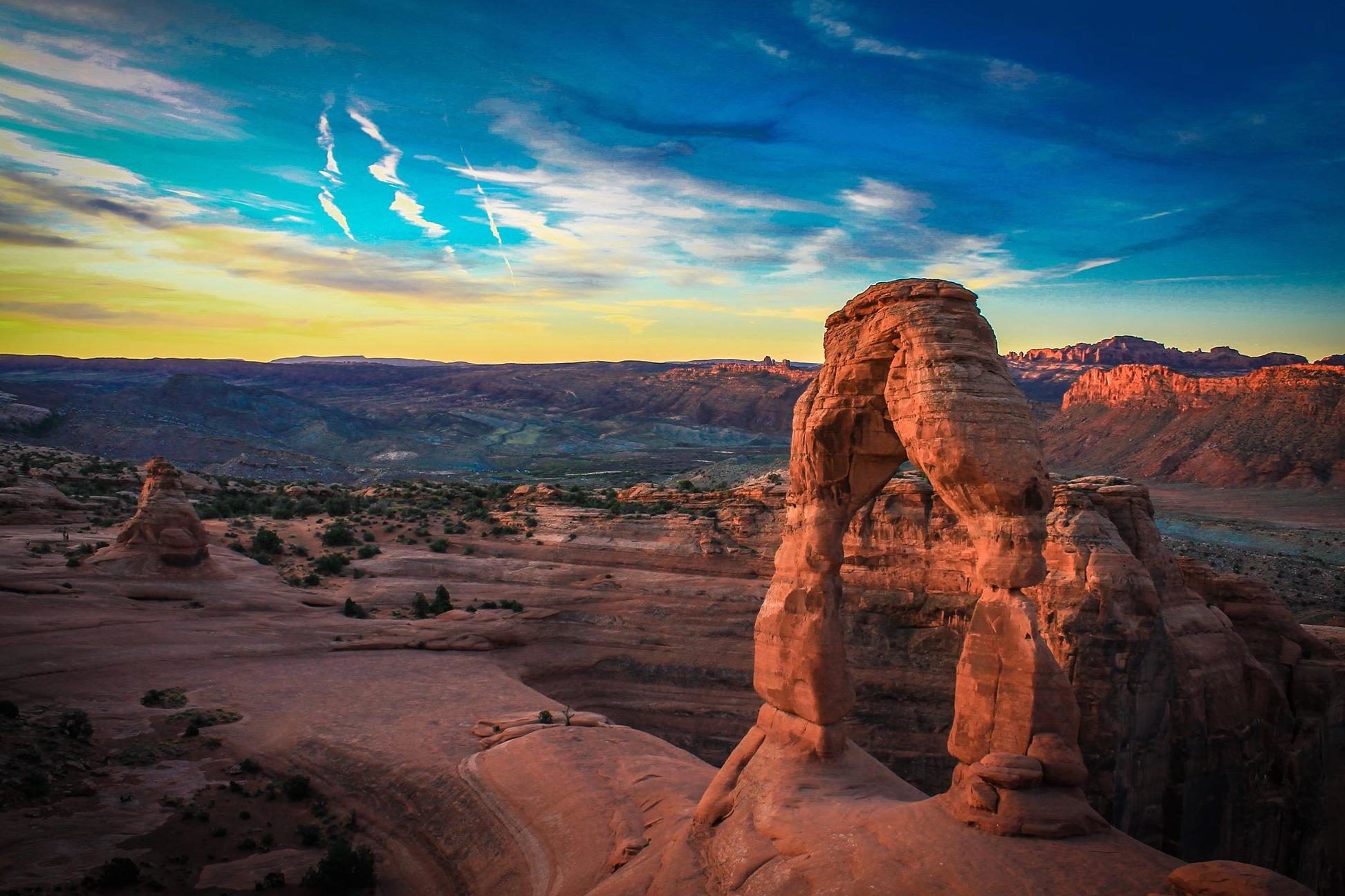 1945x1296 Free picture: desert, landscape, canyon, sandstone, sunset, dawn, valley, rock formation
