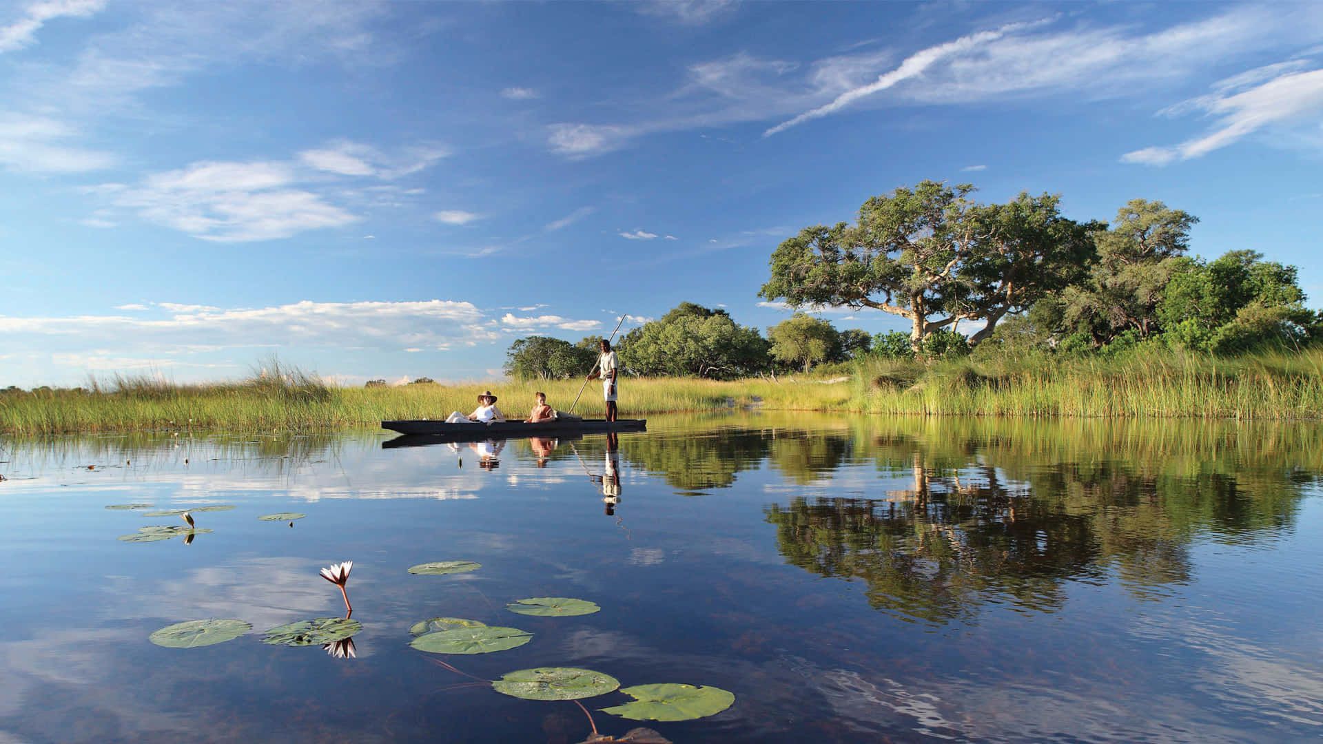 1920x1080 Download Okavango Delta Tourist Canoe Wallpaper