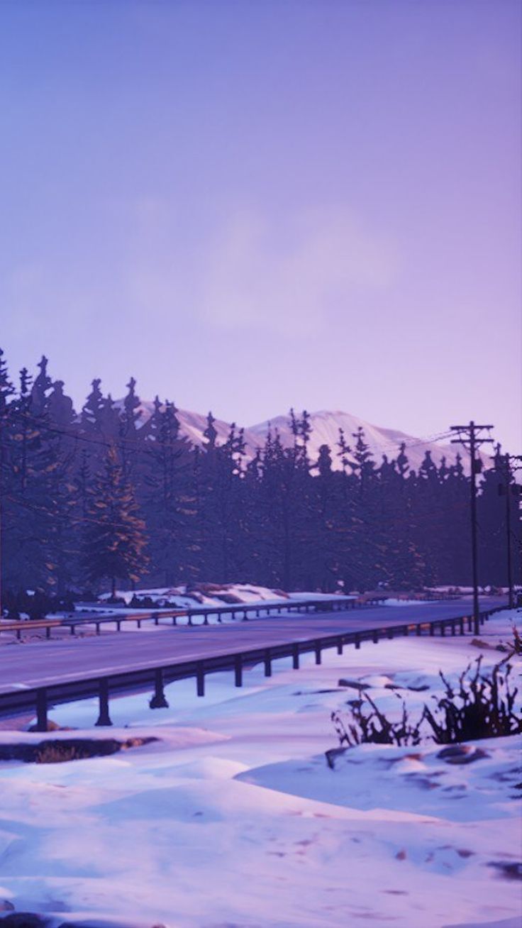 736x1308 Purple Aesthetic Winter Wallpaper