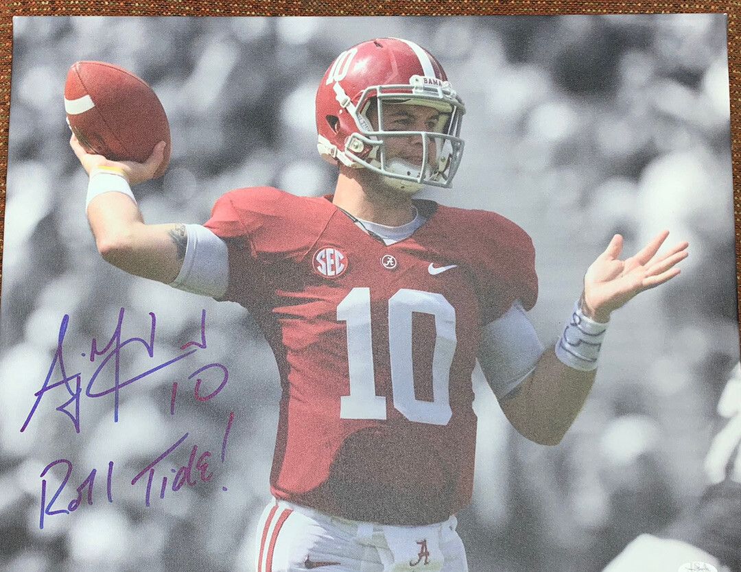1080x834 AJ McCarron Signed 16x20 Canvas Proof JSA Witness Alabama INS Roll Tide Proof