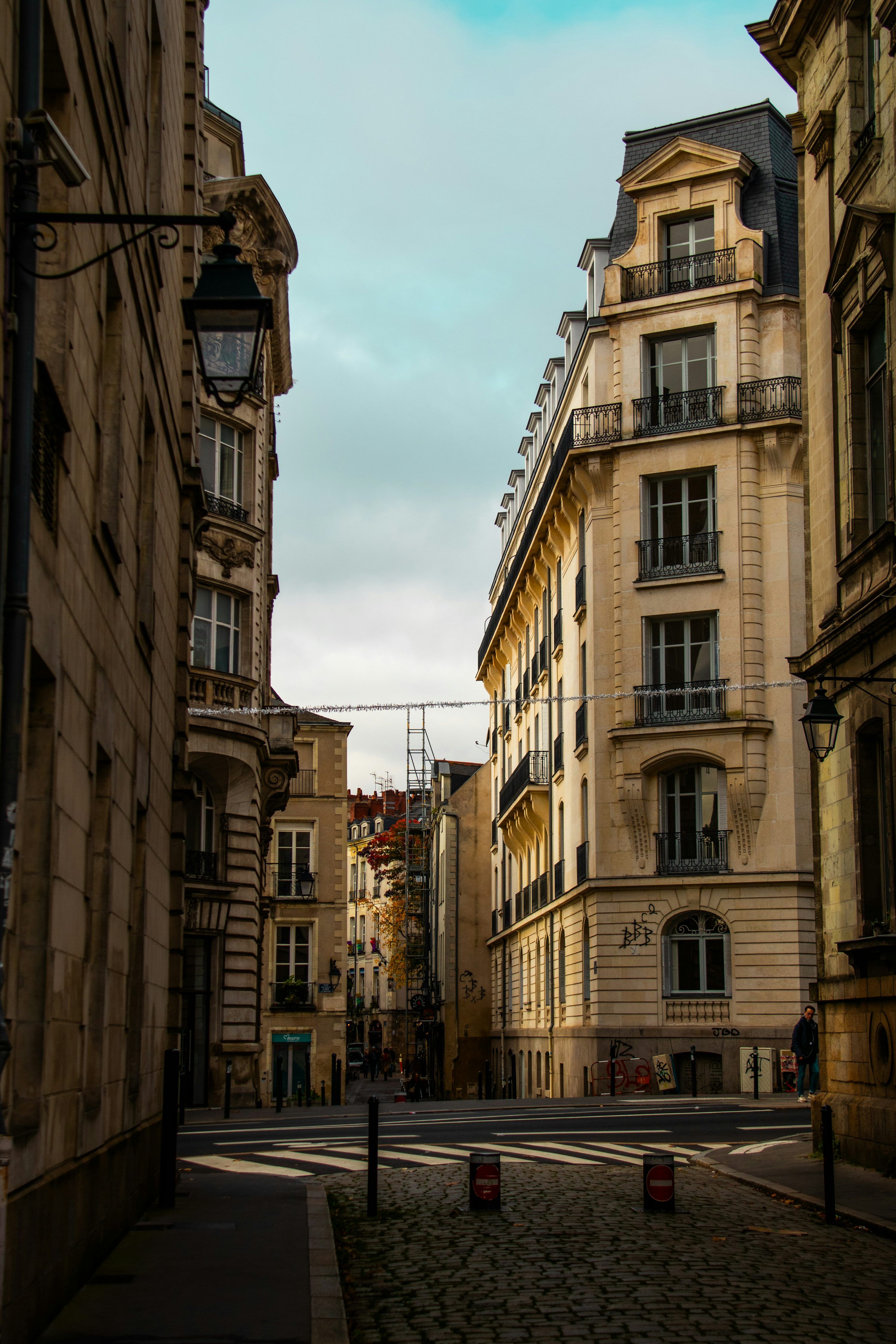 3000x4500 A cobblestone street in a european city photo