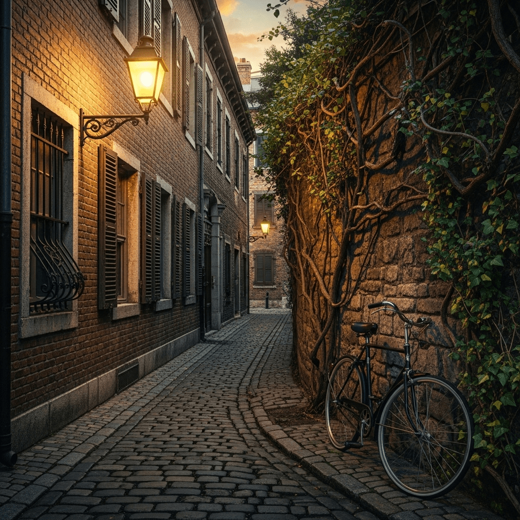 1024x1024 Victorian Cobblestone Street In London Views. AI Art Generator. Easy Peasy.AI