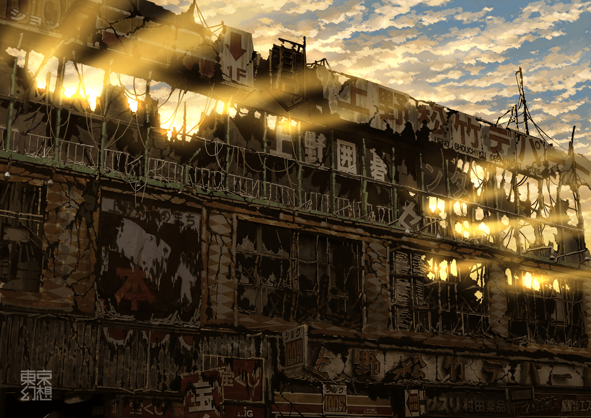 1920x1358 Anime Ruins: A Stunning HD Wallpaper of Abandoned Architecture