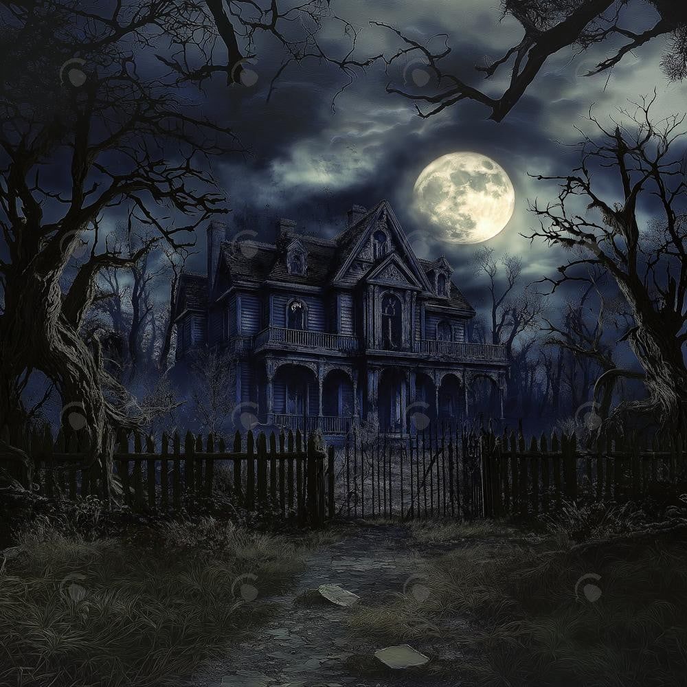 1000x1000 Allenjoy Halloween Spooky Forest Haunted House Photography Backdrop Gbsx 01036