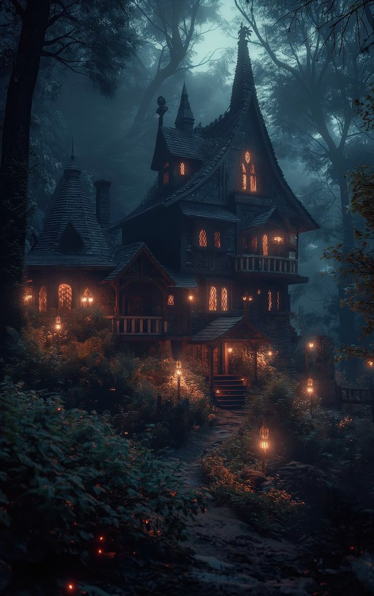740x1178 Halloween haunted house wallpaper Image