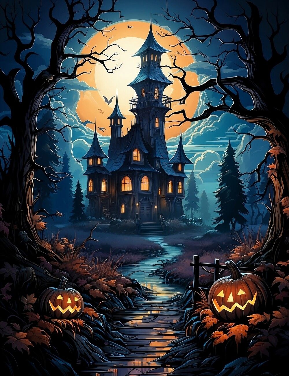 1000x1300 Poster Halloween haunted house