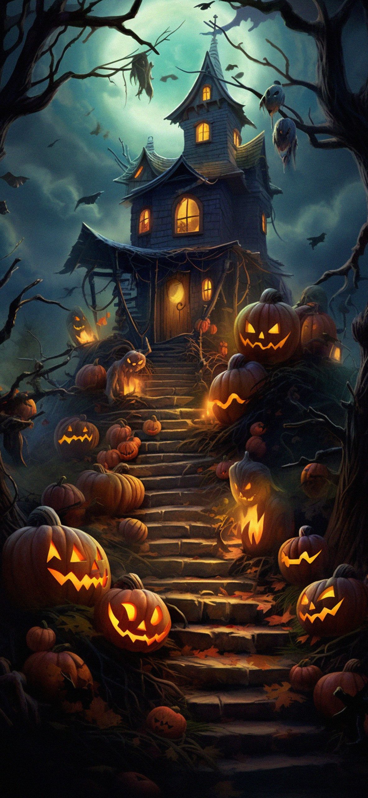 1183x2560 Haunted House Cool Scary Wallpaper Wallpaper 4K