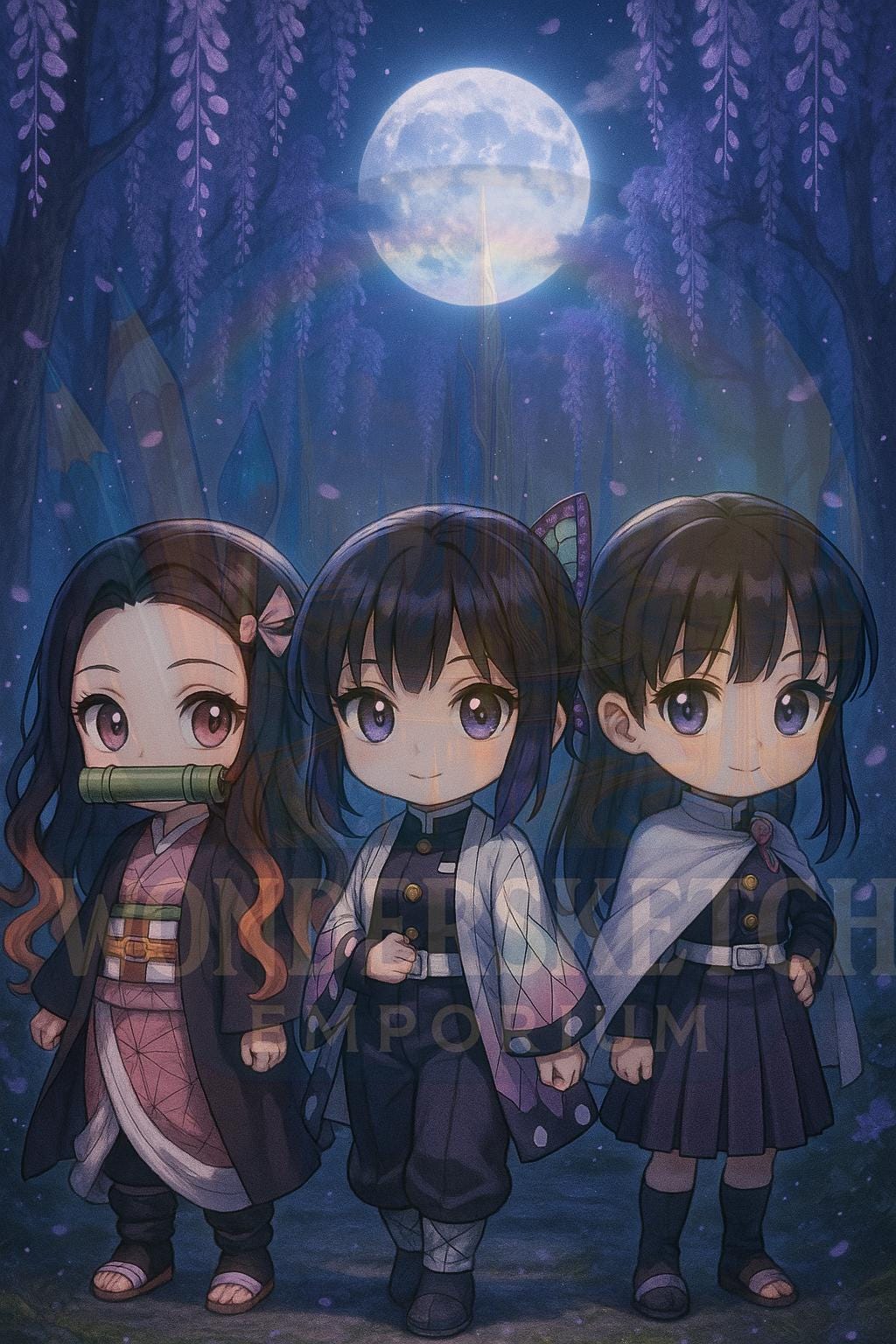 1024x1536 Cute Demon Slayer Chibi Wallpaper. Nezuko, Shinobu, Kanao. Anime Phone Background