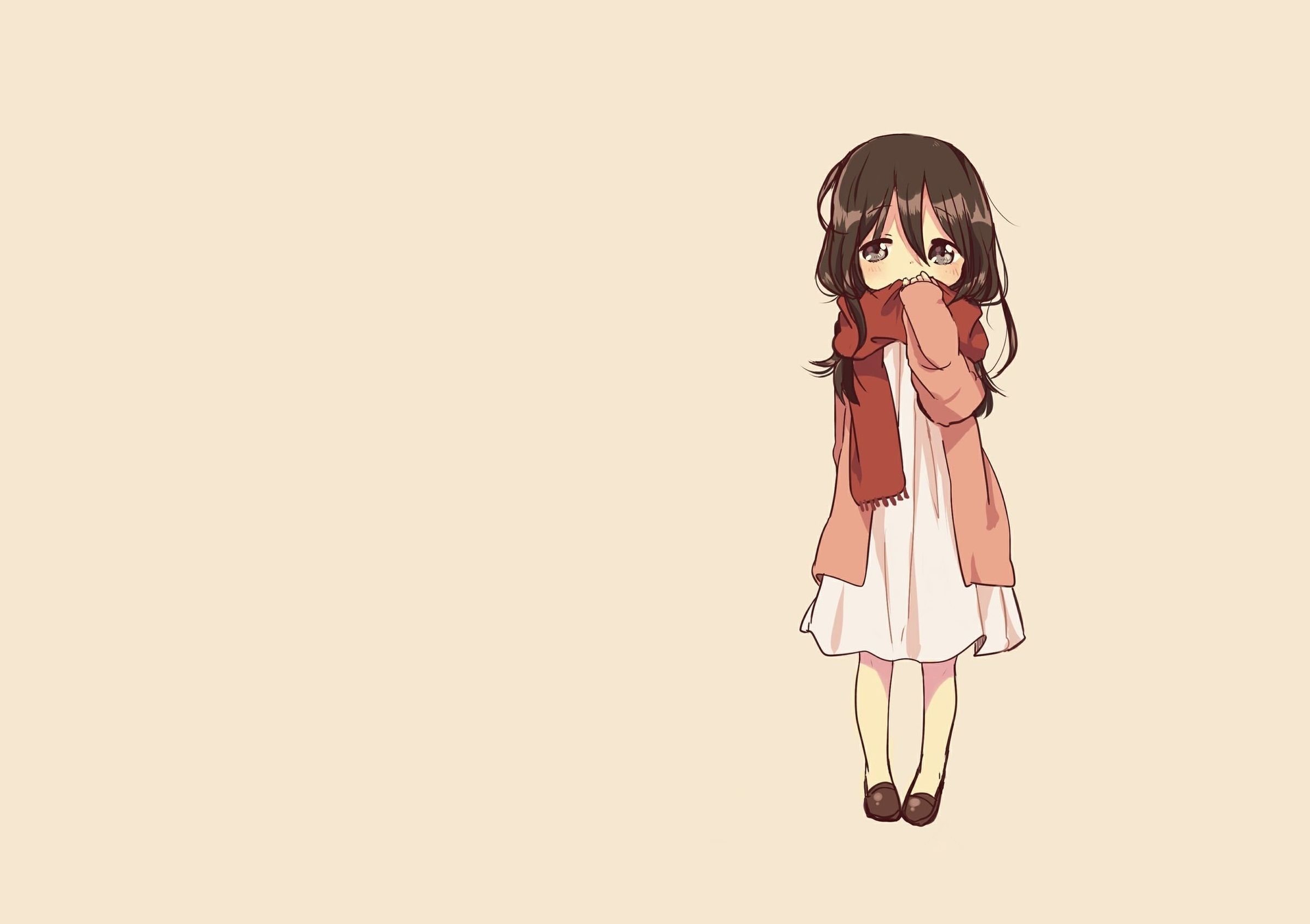 2392x1688 Wallpaper minimalism, anime, art, girl, Chibi, chibi, Attack on Titan, Mikasa for mobile and desktop, section прочее, resolution 2392x1688
