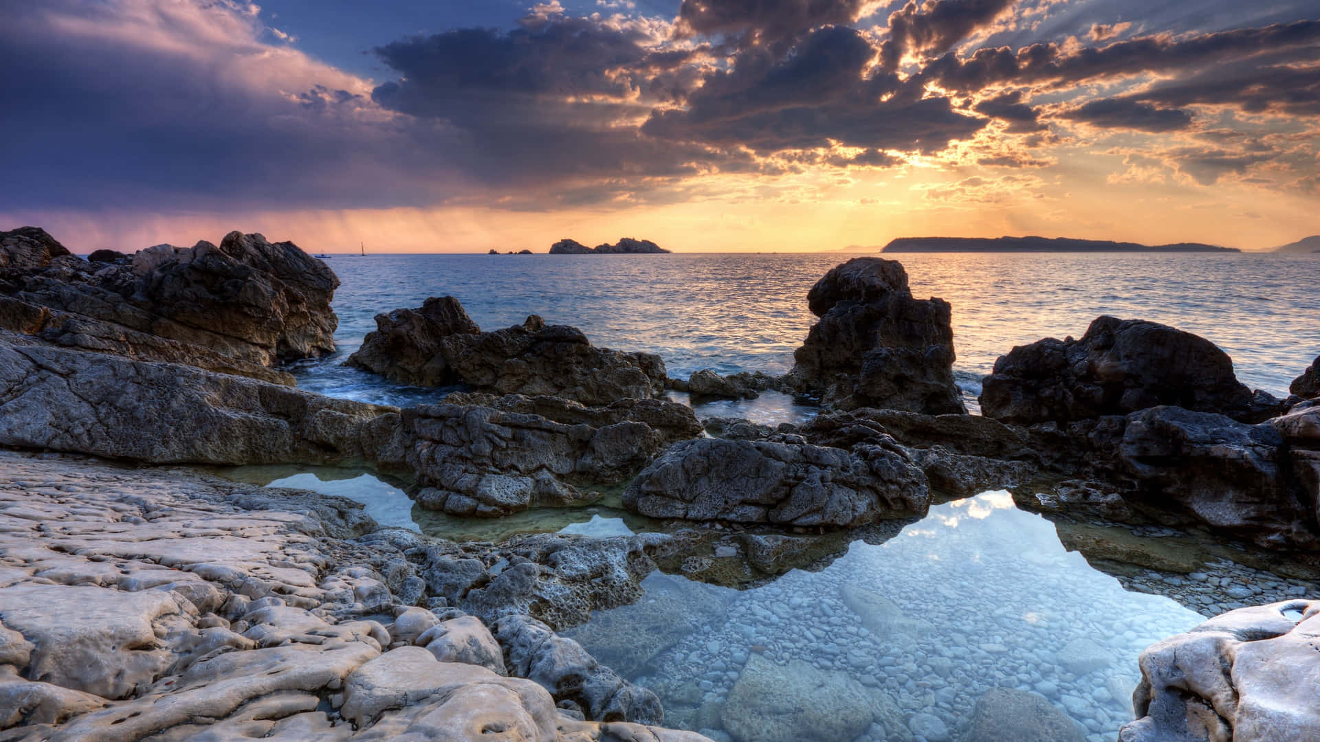 1920x1080 Beach Sunset Wallpaper