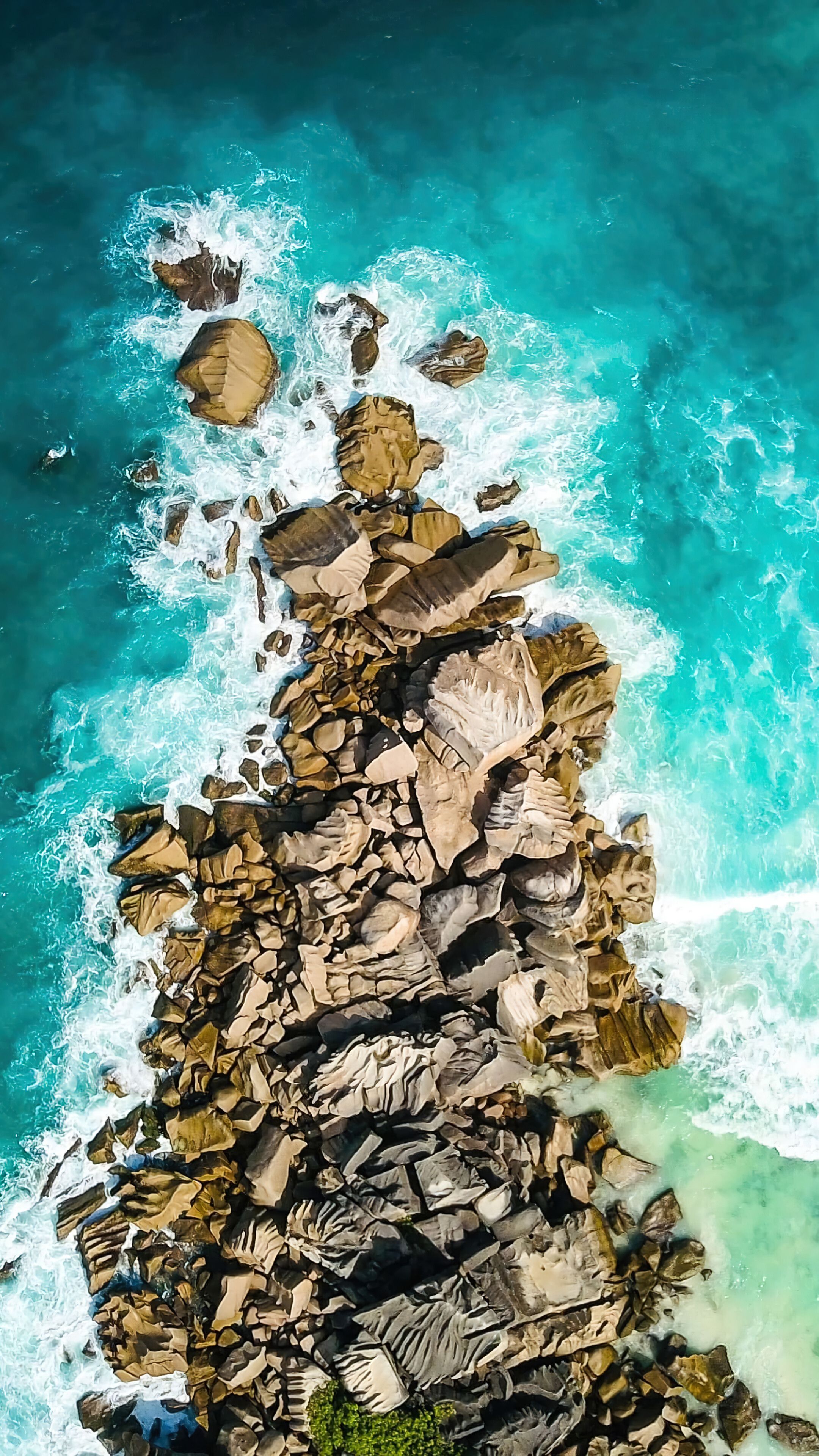 2160x3840 Rocky Beach Sea Aerial View Scenery Wallpaper 4K PC Desktop e