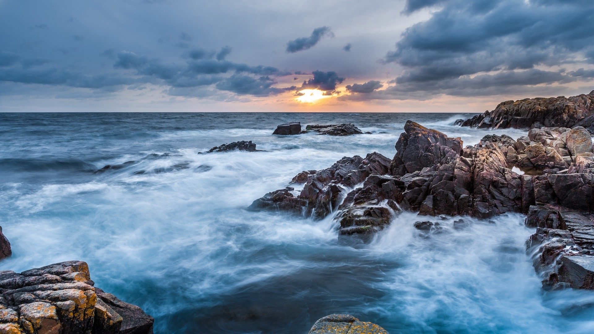 1920x1080 Ocean Waves Rocks HD Wallpaper