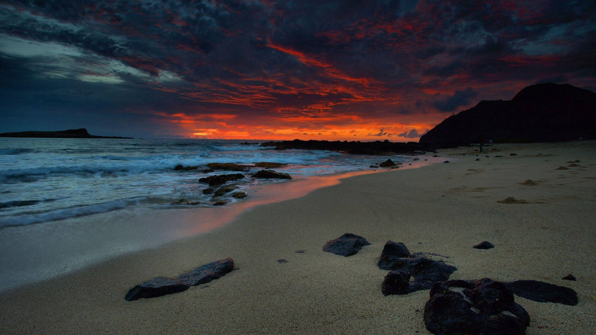 1920x1080 Beach Night Wallpaper