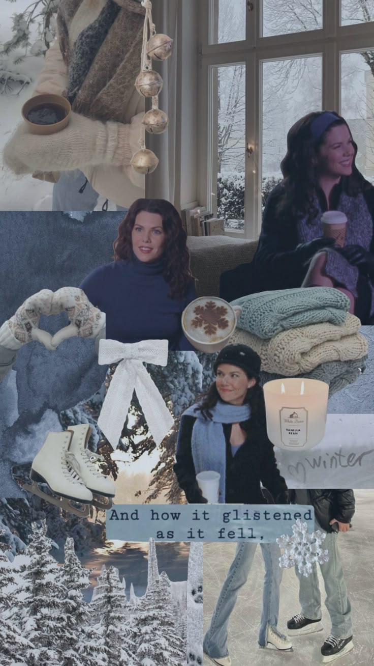 736x1308 ☃️❄️⛸️ #gilmoregirls #lorelaigilmore #winter #ismellsnow #winterwonderland #winteraesthetic #collage #moodboard #. Gilmore girls, Gilmore girls