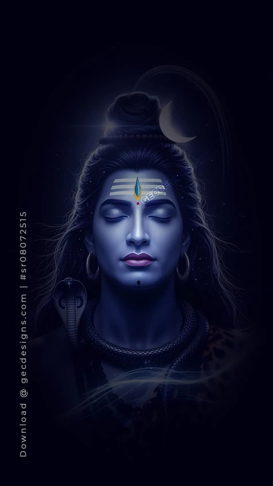 950x1689 Lord Shiva iPhone Wallpaper with Glowing Third Eye and Spiritual Meditation Art: Free & Premium Creative Assets