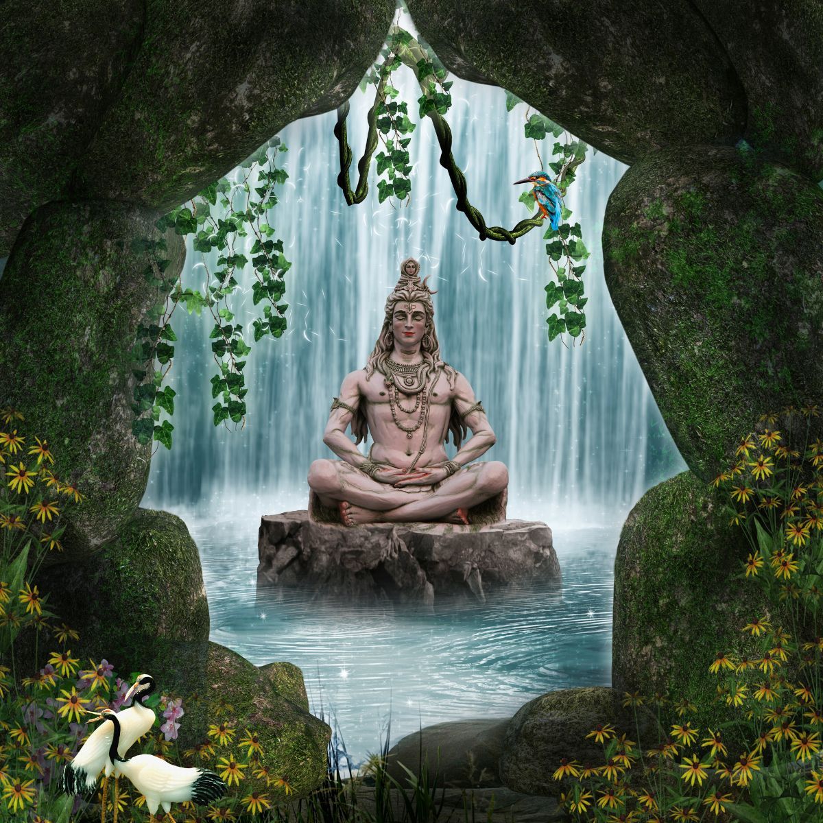1200x1200 3D Shiva Wallapaper Mural for Wall®