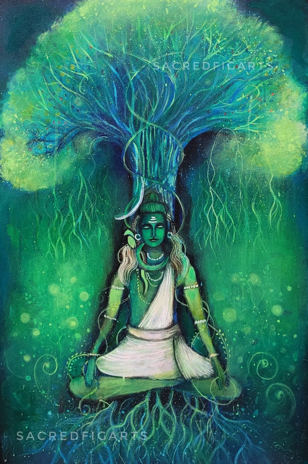 1080x1626 Lord Shiva Meditation Painting, Original Canvas Art (24x36)
