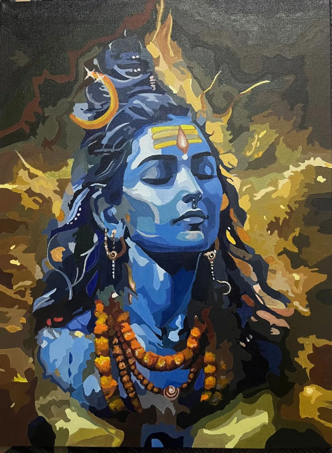 1100x1500 Lord Shiva. Divine Tranquility. Spiritual, Symbolic, Realism Handmade Painting