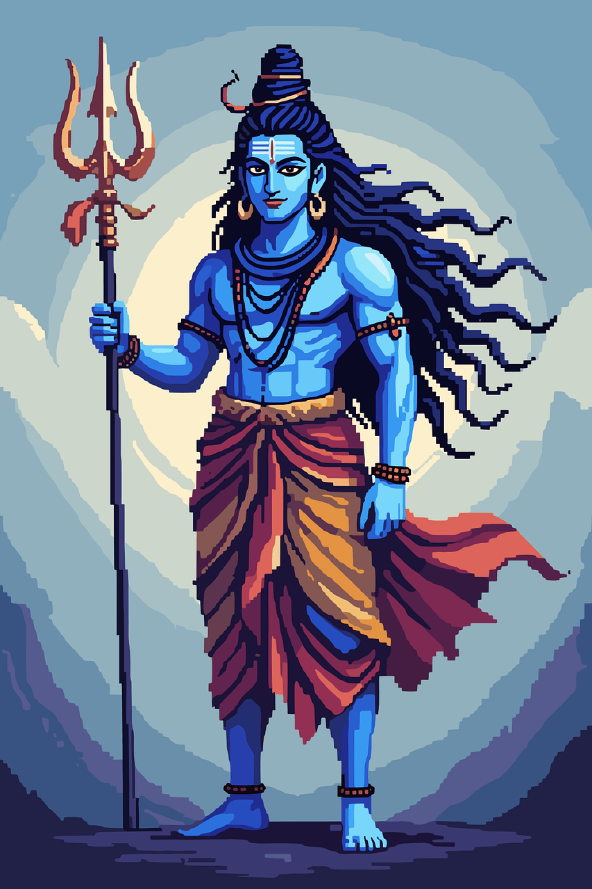 853x1280 Download Pixel Art Shiva Retro. Royalty Free Vector Graphic