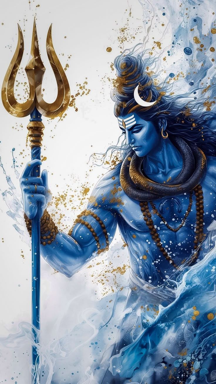 736x1308 Wallpaper Lord Shiva, Trident, Water, God, Blue, Art, Art 4K By He Man. Download Wallpaper Lord Shiva, Trident, Water, God, Blue, Art For Free