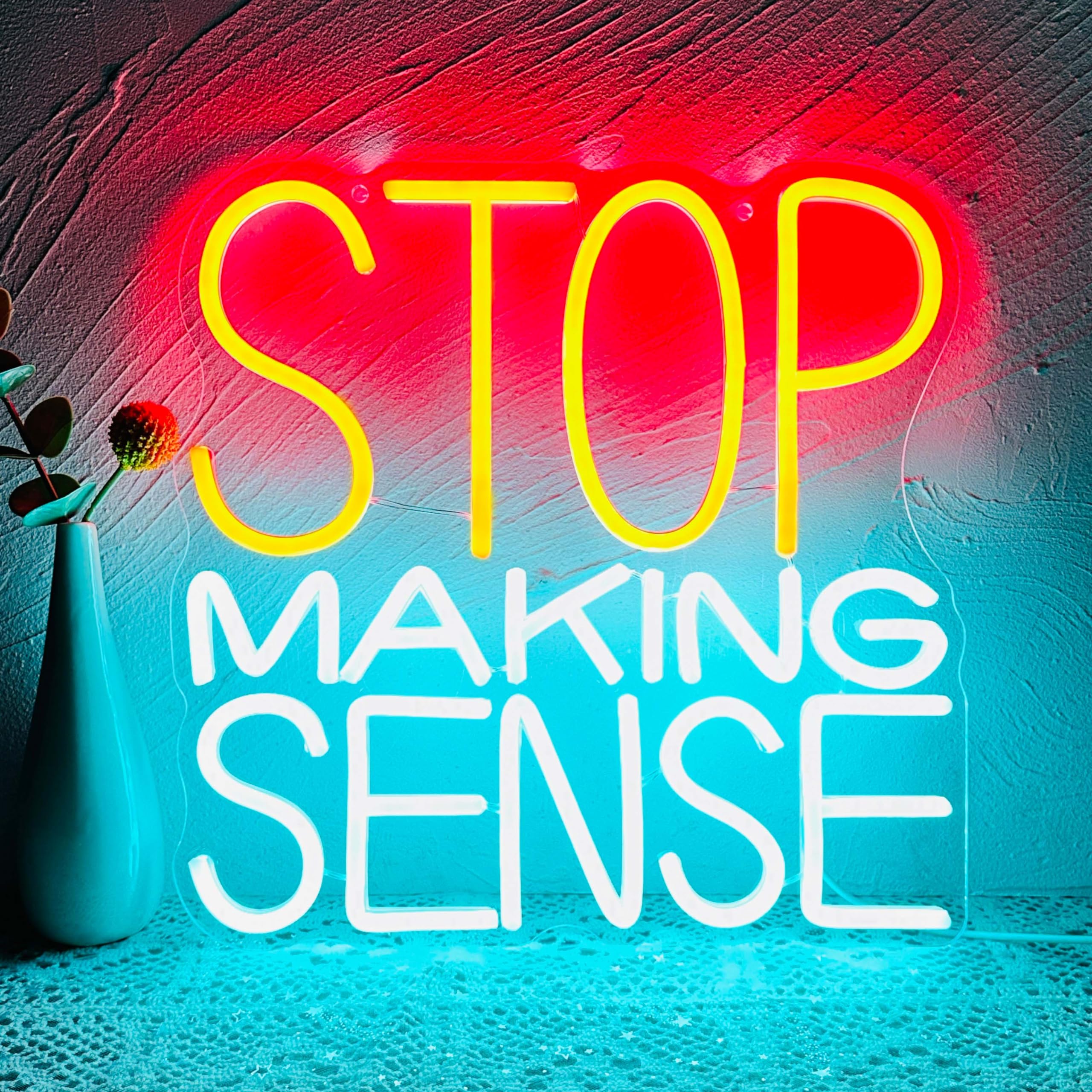 2560x2560 Heliwey Stop Making Sense Neon Sign LED Light Up Neon Sign Neon Lights for Bedroom Home Bar Man Cave Cafe Office Wall Decor Birthday Gift : Amazon.sg: Home
