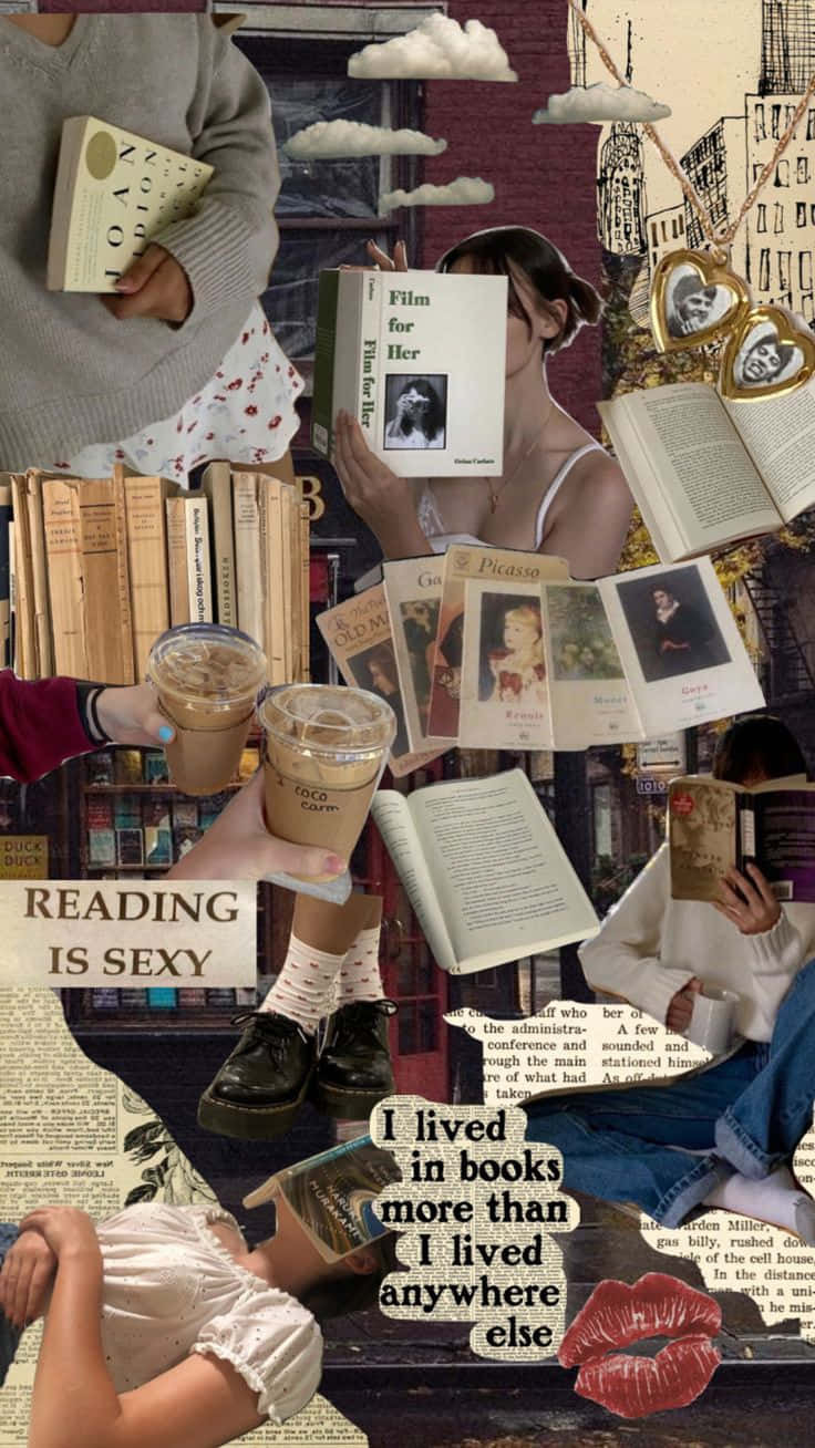 736x1308 Download Bookish Collage Aesthetic Wallpaper