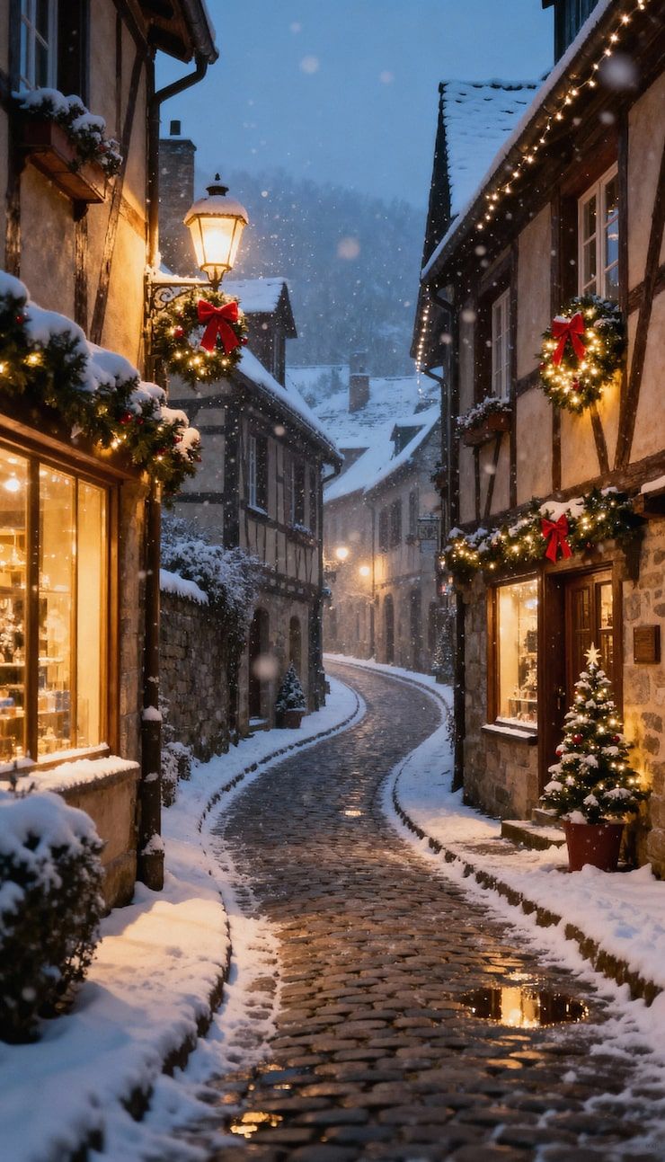 740x1293 Small Town Christmas Photo Free High Quality Picture