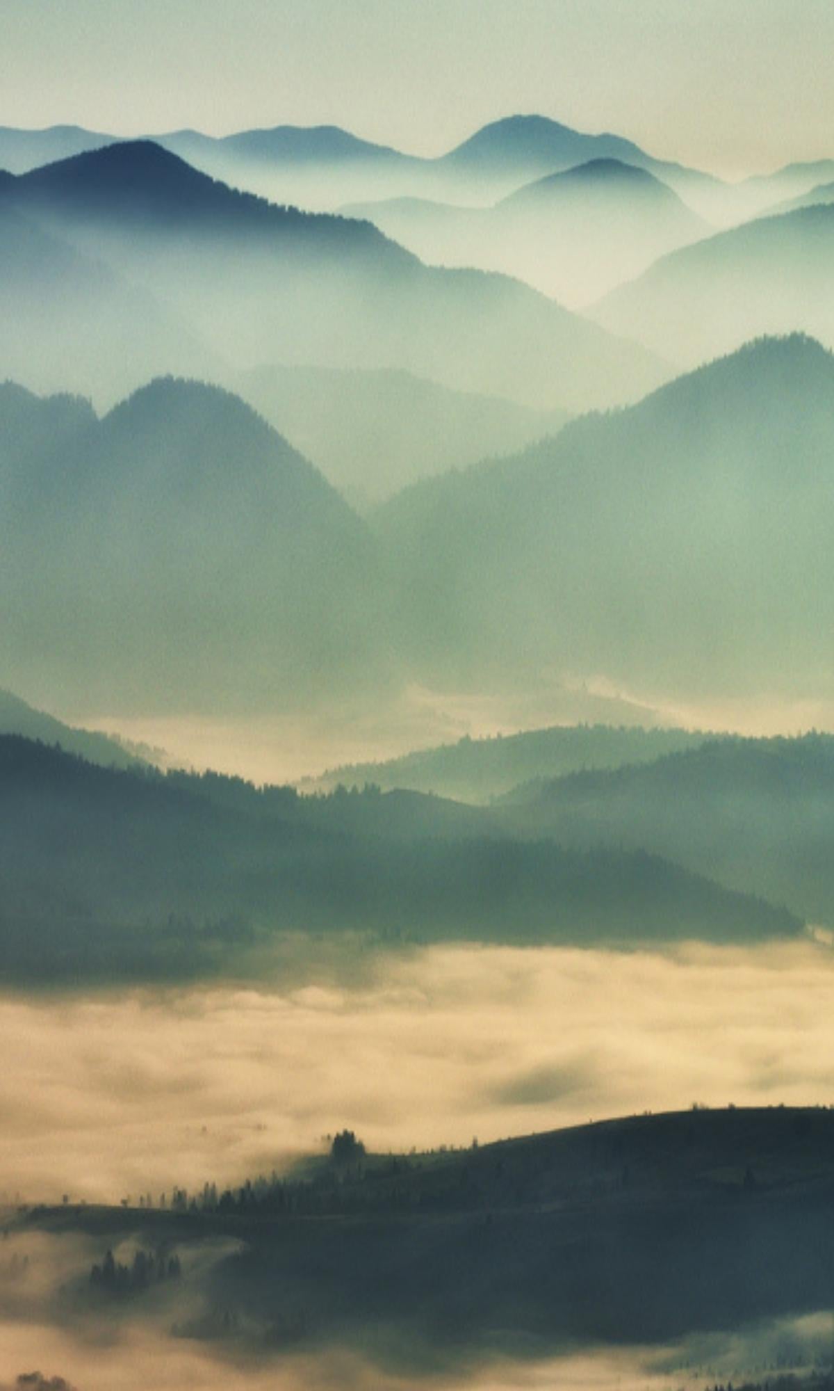 1200x2000 Blue Misty Mountains Mural Wallpaper M1145 Sample
