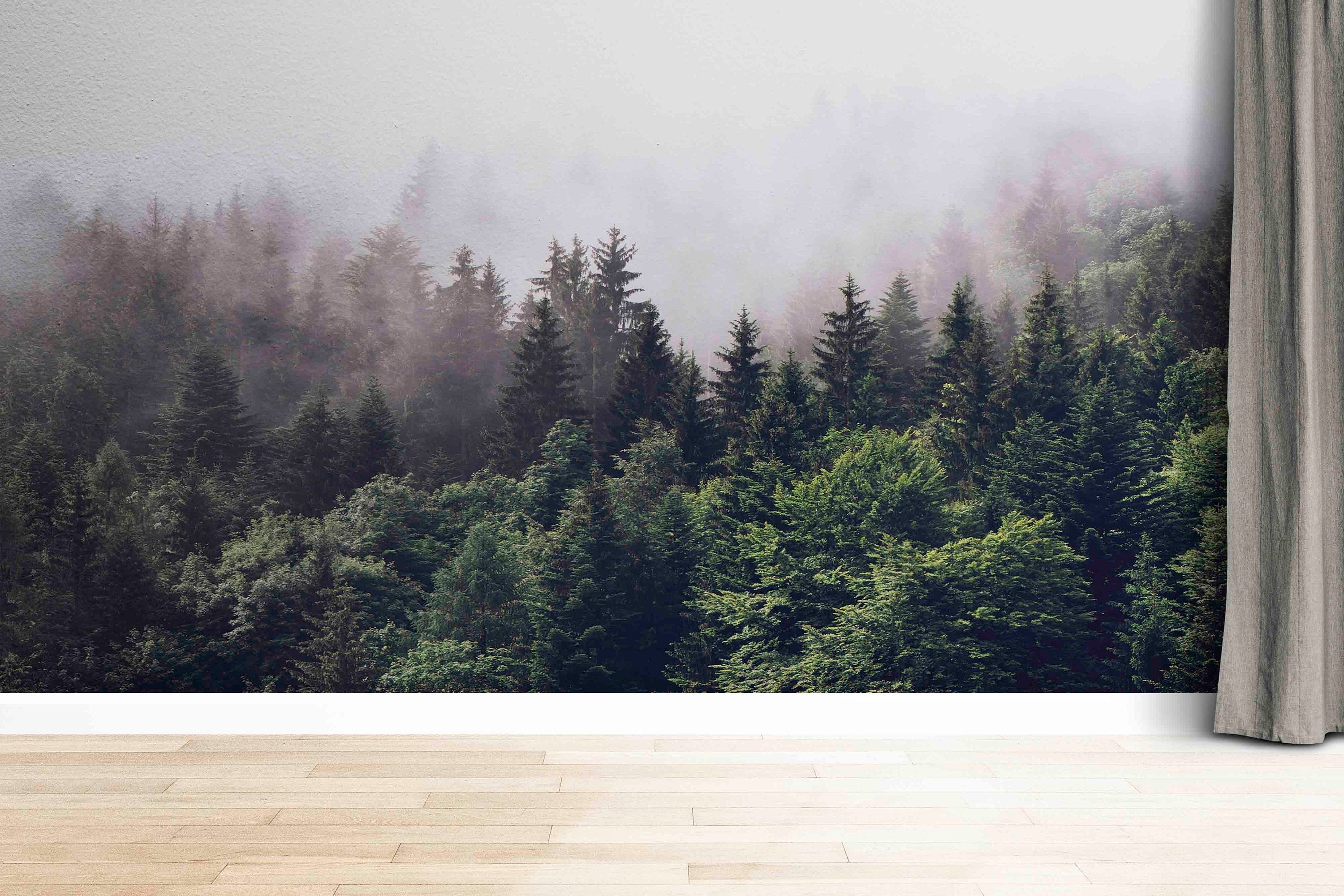 3000x2000 Misty Mountain View, Bright Wallpaper, Modern Wallpaper, Custom Wallpaper, Farmhouse Wall Painting, Mountain Landscape Wallpaper, Wallpaper (Peel&Stick Paper)