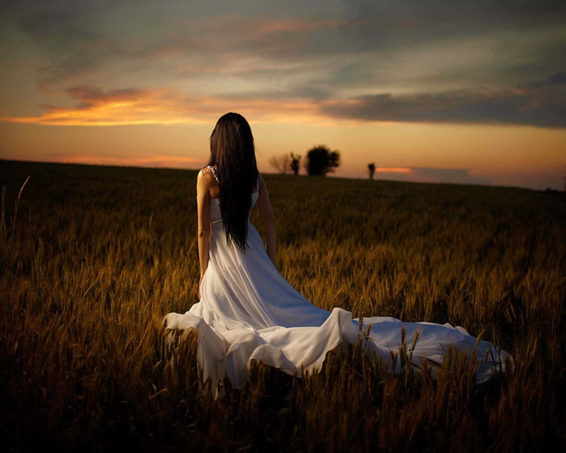 1799x1440 Download Girl Alone Picture On The Field