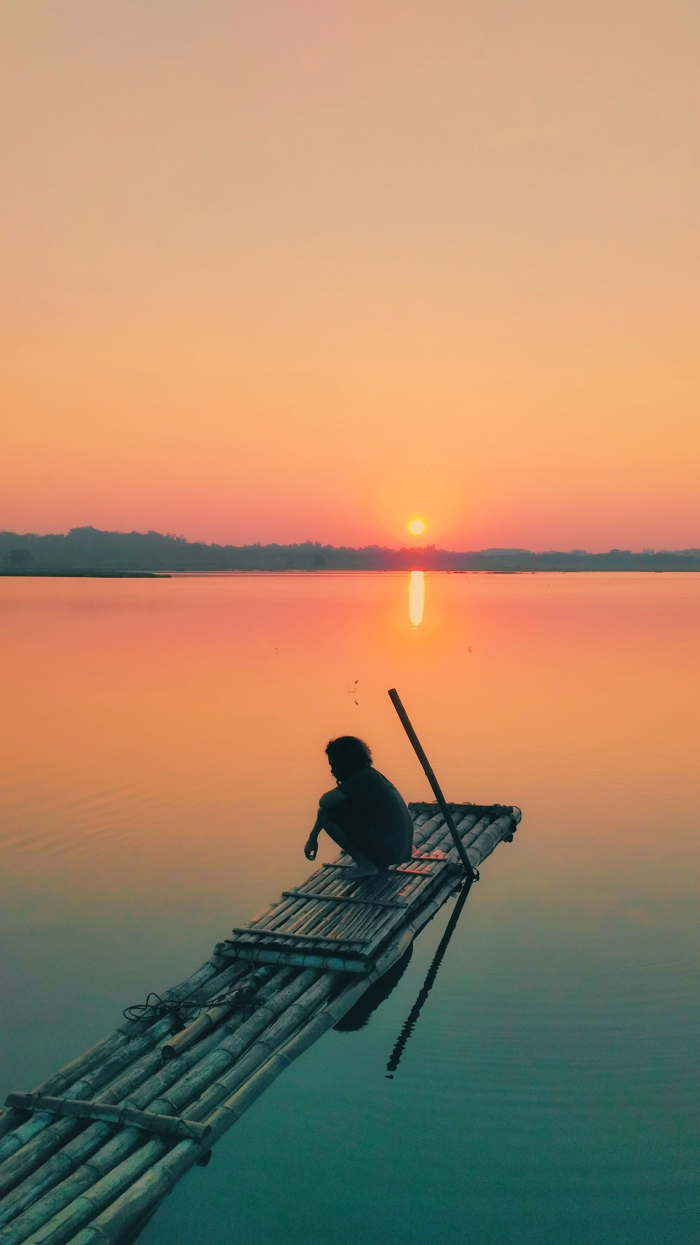 2340x4160 Phone wallpaper: Alone, Sunset, Nature, Pier, Silhouette, Loneliness, Lonely 81663