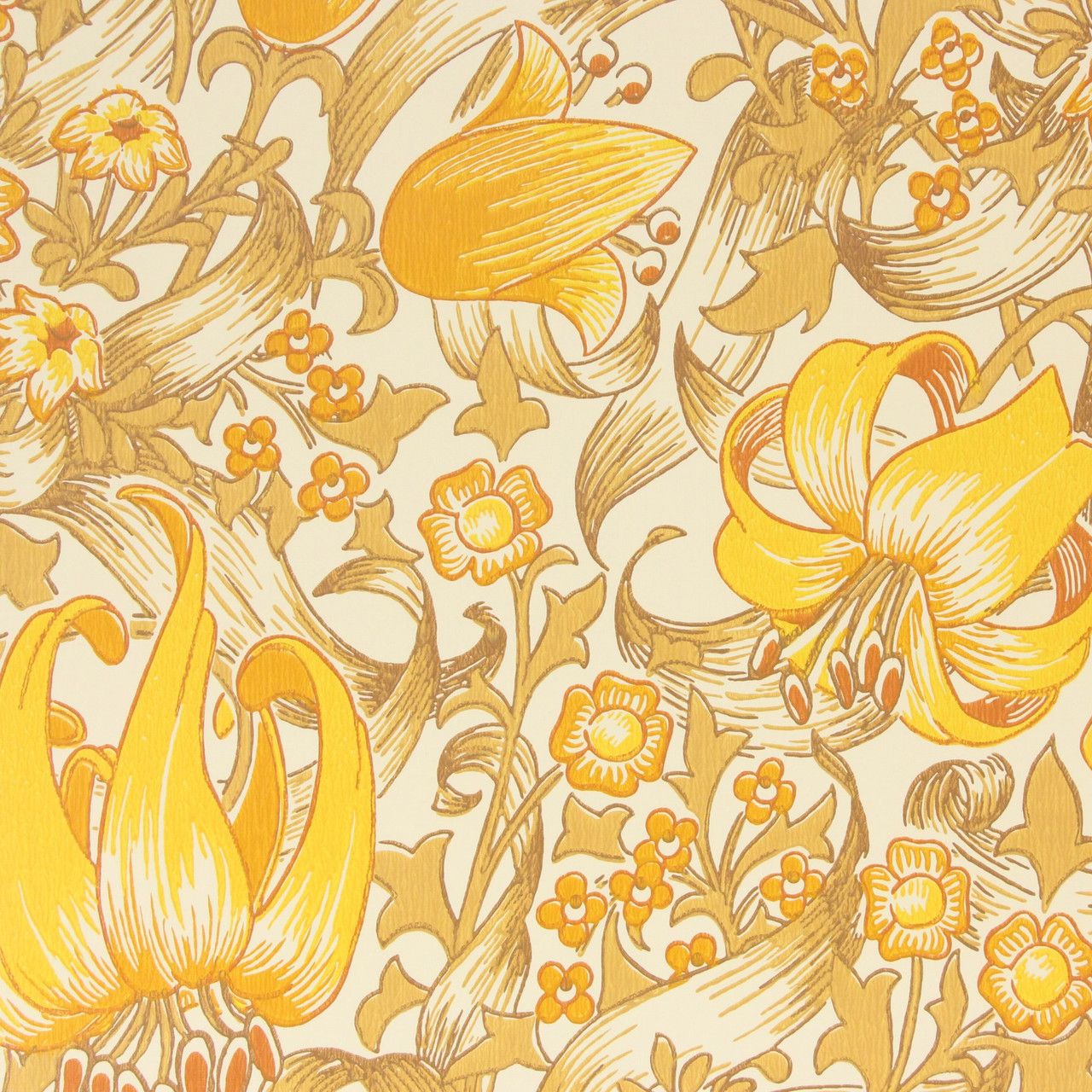 1280x1280 1970s Retro Vintage Wallpaper Yellow Orange Flowers's Vintage Wallpaper