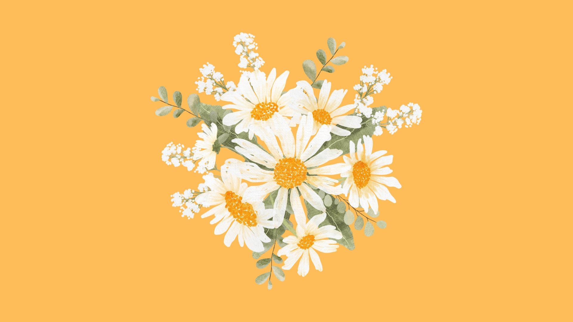 1920x1080 Yellow Flower Minimal Desktop Wallpaper, Desktop Background, Aesthetic Background, Minimal Wallpaper, Flower Background