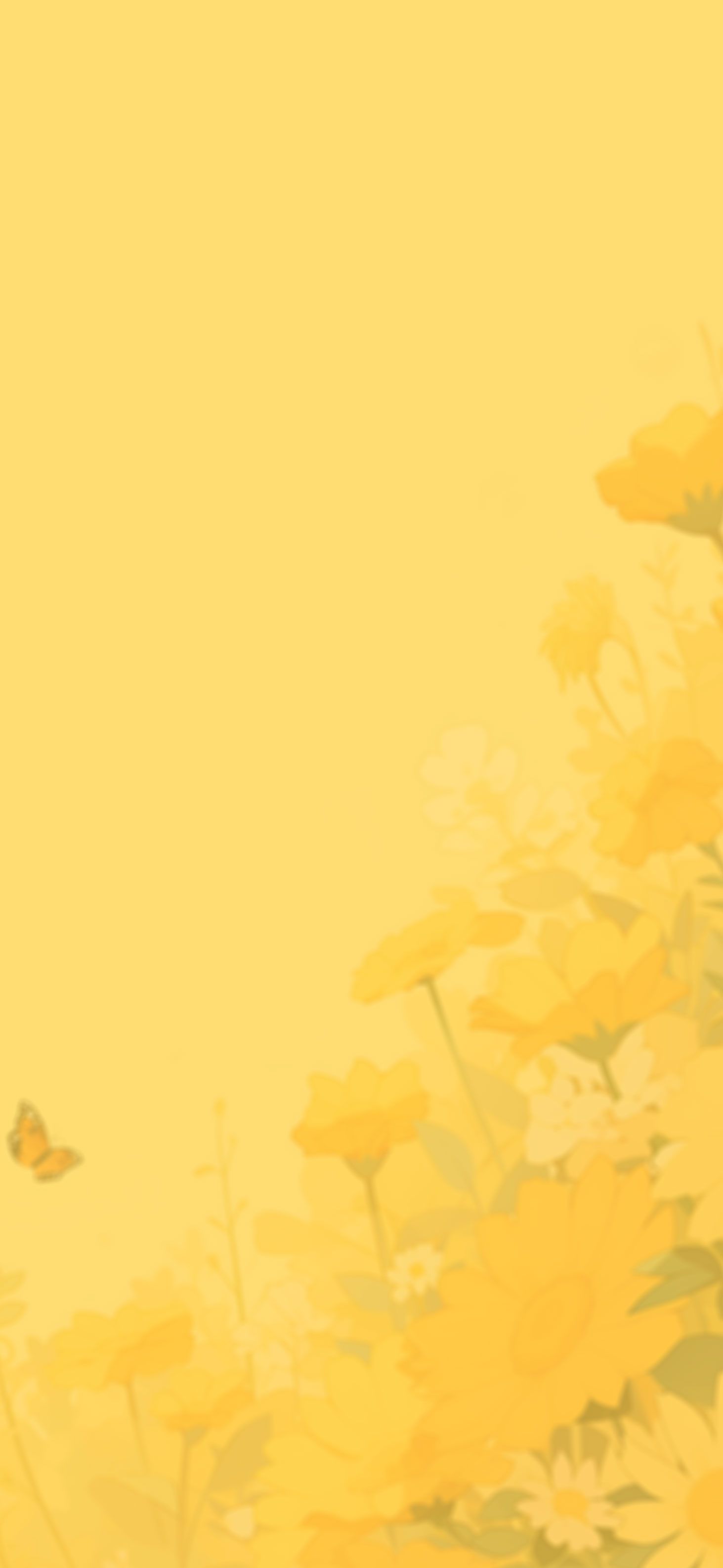 1463x3171 Watercolor Yellow Flowers & Tiny Butterfly Wallpaper