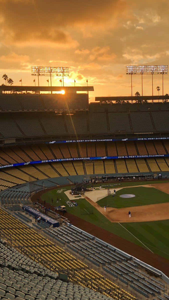 675x1200 Download Sunset Baseball Stadium Aesthetic Wallpaper