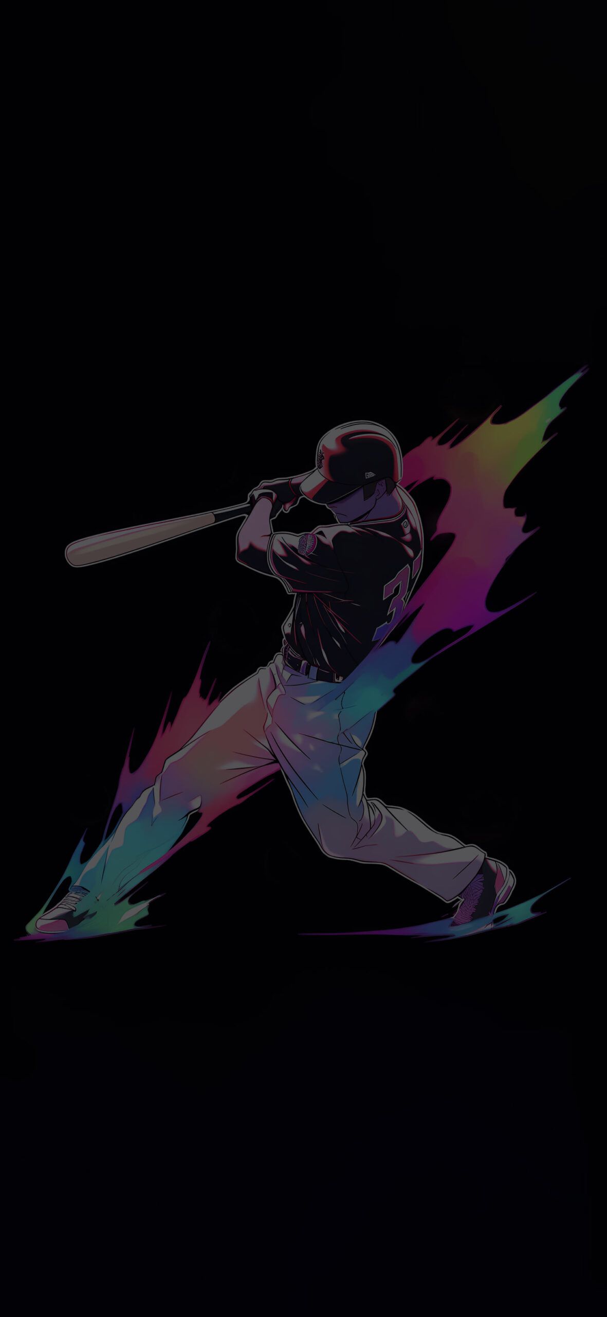 1181x2560 Cool Baseball Player on Black Background Wallpaper