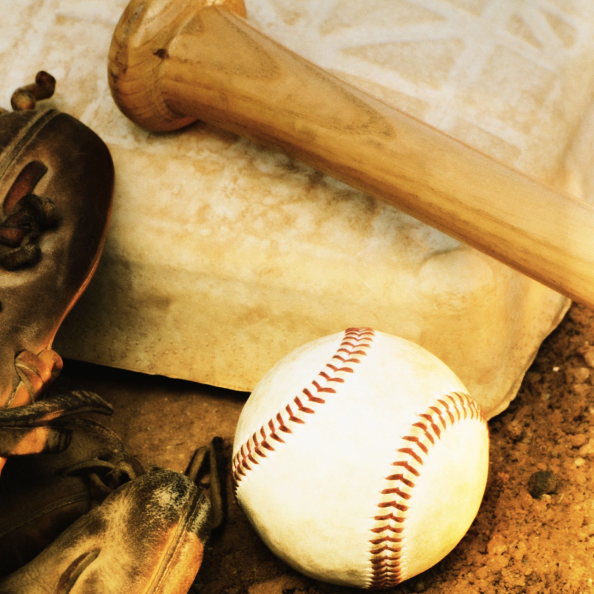 2048x2048 Ball and Baseball Bat Wallpaper for iPhone Pro Max, X, 6