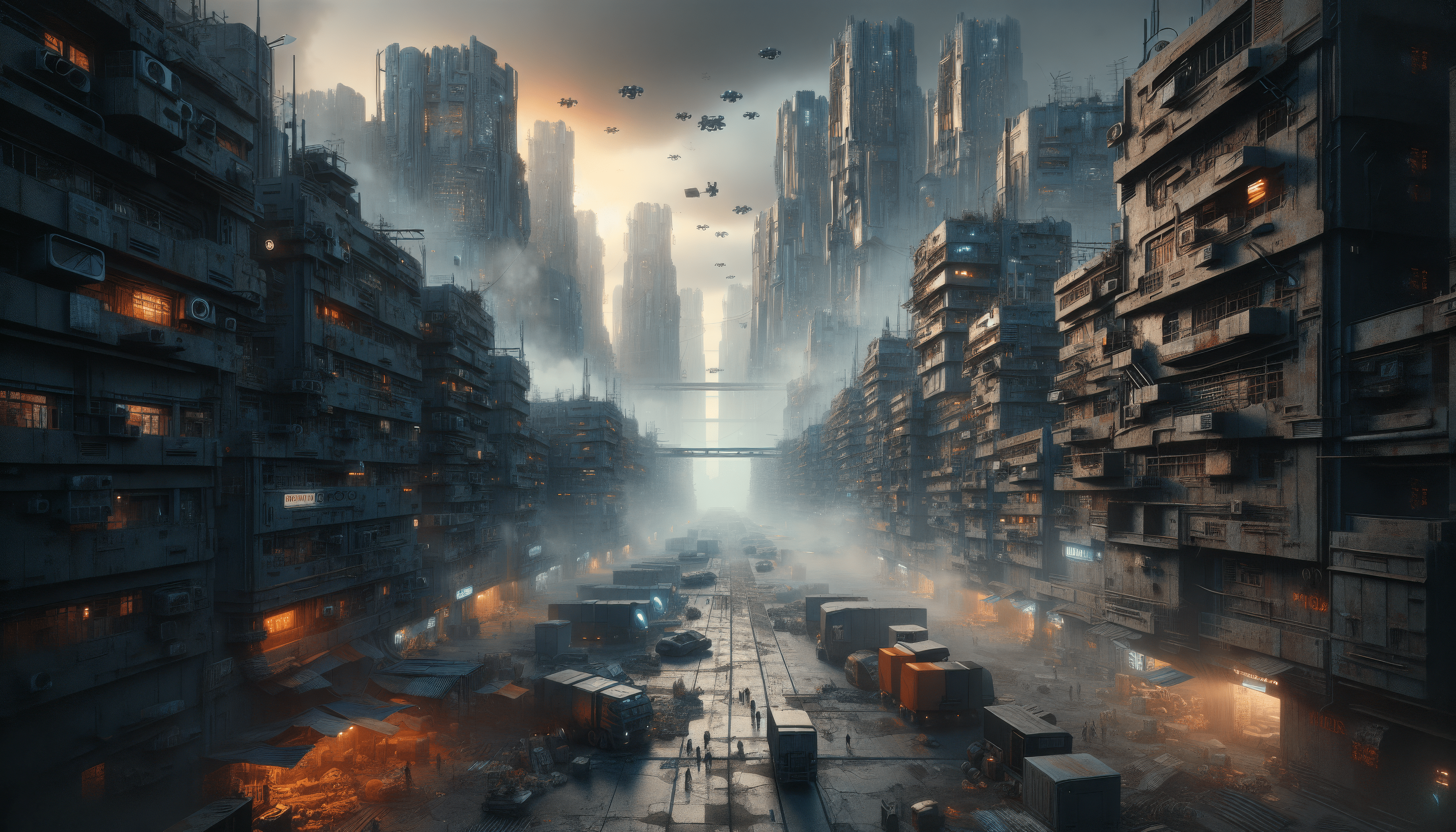 3584x2048 Dystopian Cityscape HD Wallpaper