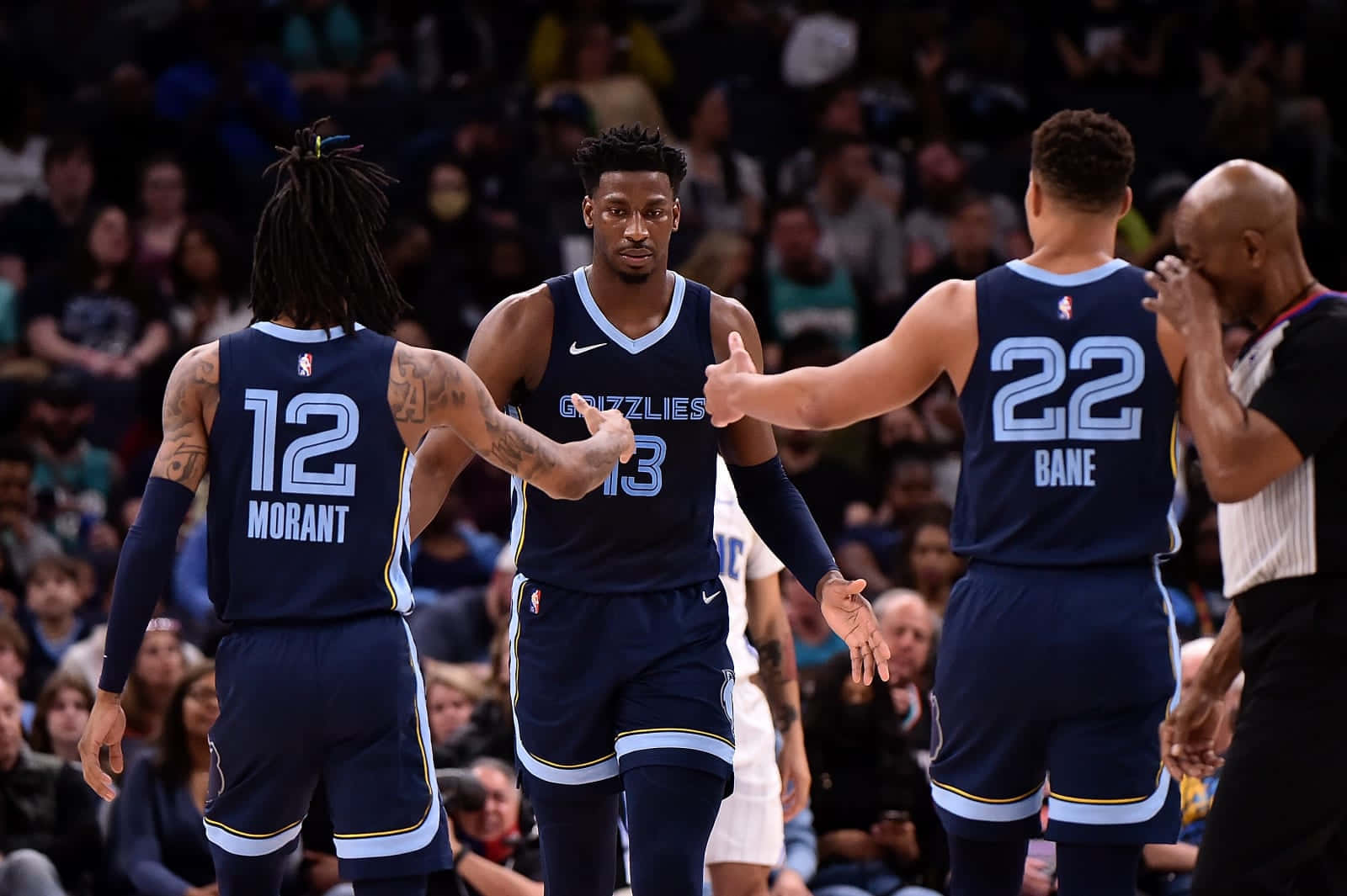 1600x1065 Download Jaren Jackson Jr. With Ja Morant And Desmond Bane Wallpaper