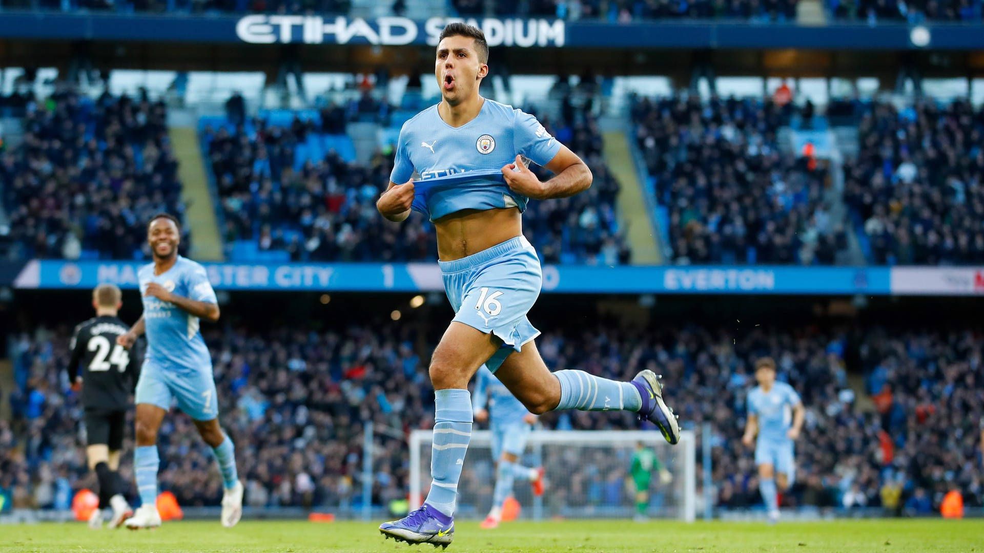 1920x1080 Download Manchester City Rodri Goal Celebration Wallpaper