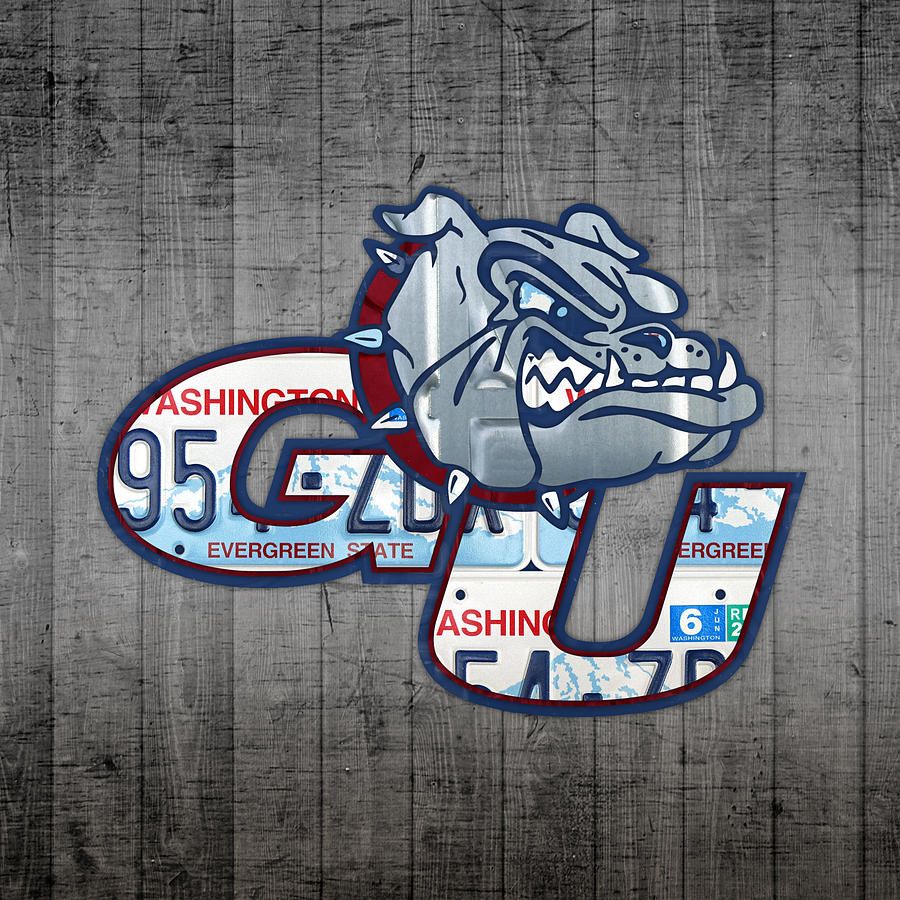 900x900 Gonzaga Bulldogs College Sports Team Retro Vintage Recycled Washington State License Plate Art