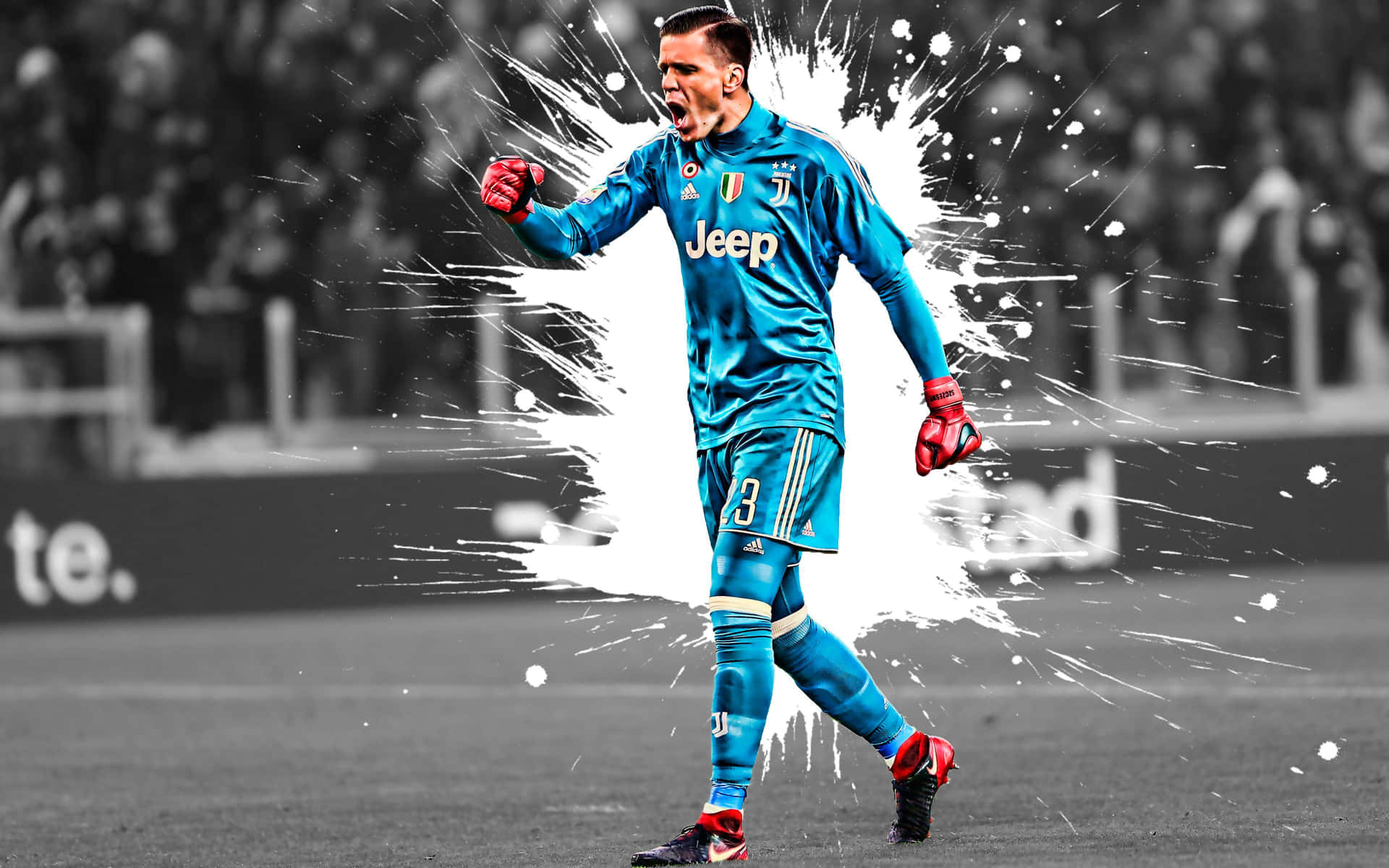 1920x1200 Download Wojciech Szczesny celebrating a victory with Juventus Wallpaper