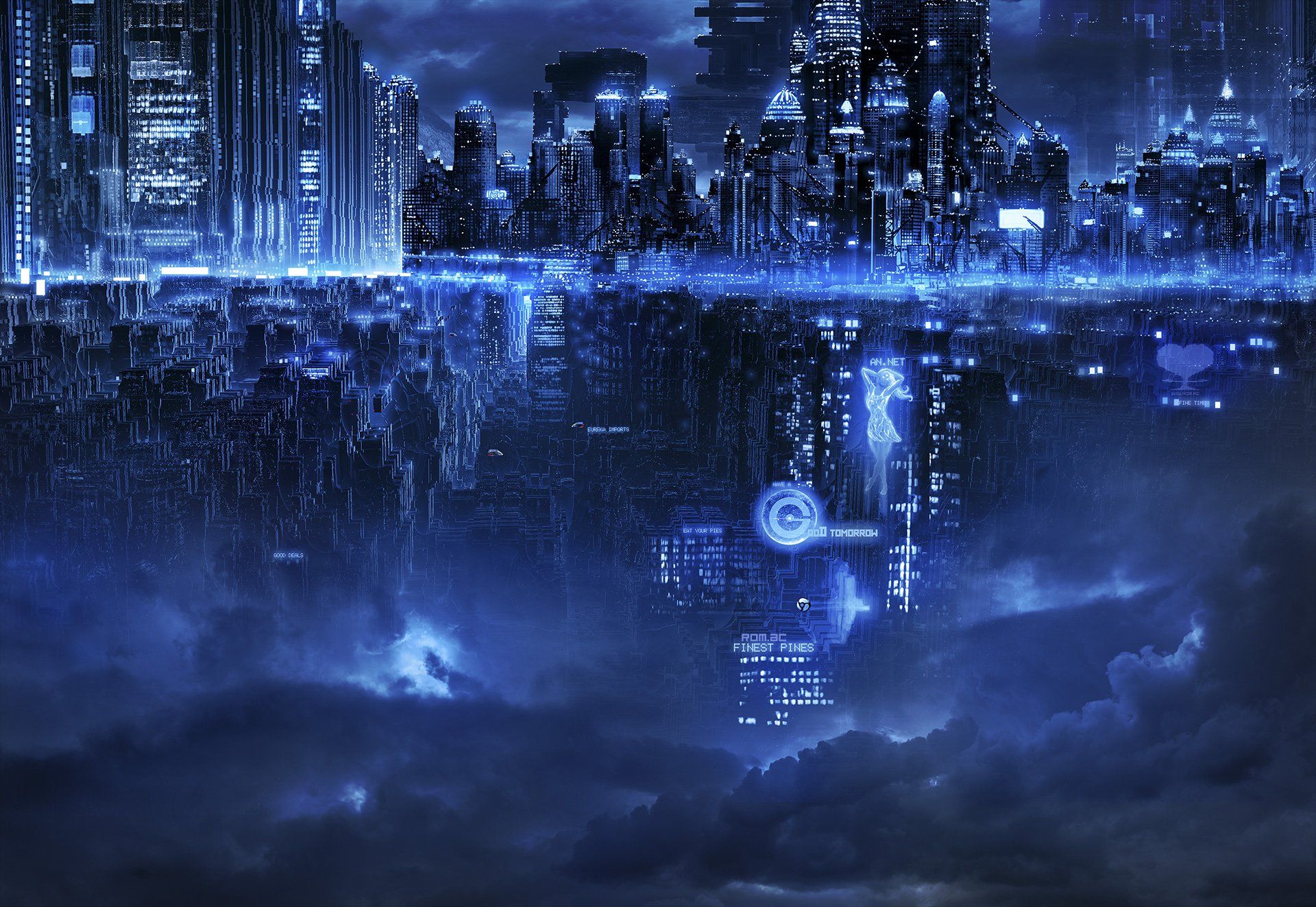 1920x1324 Futuristic Blue Skyline: Sci Fi Cityscape HD Wallpaper By Vitaly S. Alexius