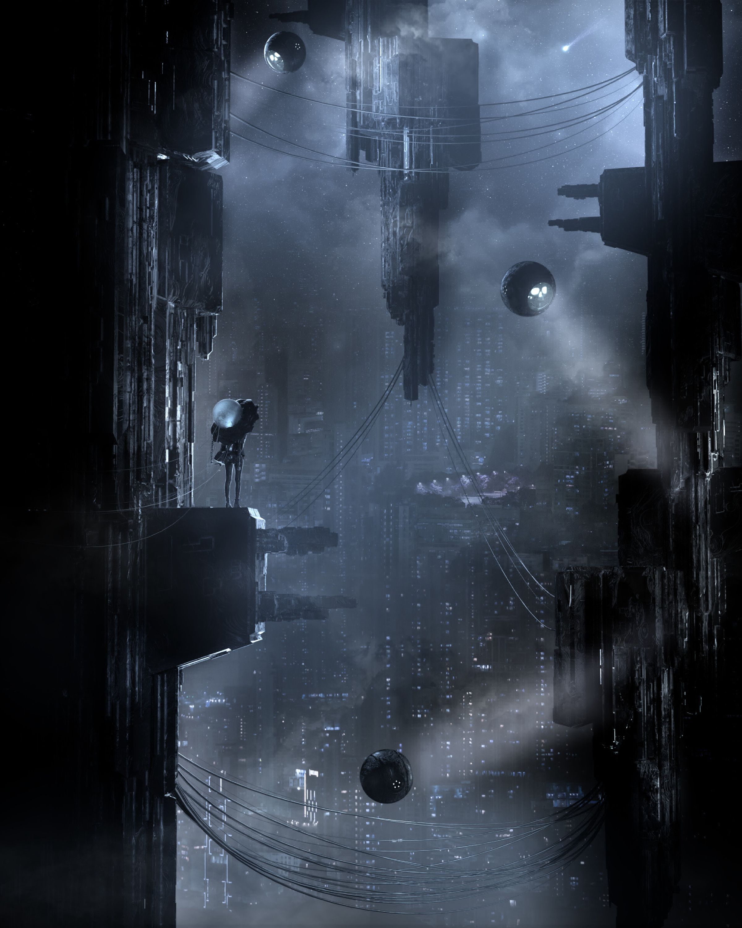 2400x3000 Phone wallpaper: Cyberpunk, Futurism, Dark, Sci Fi, City 155847