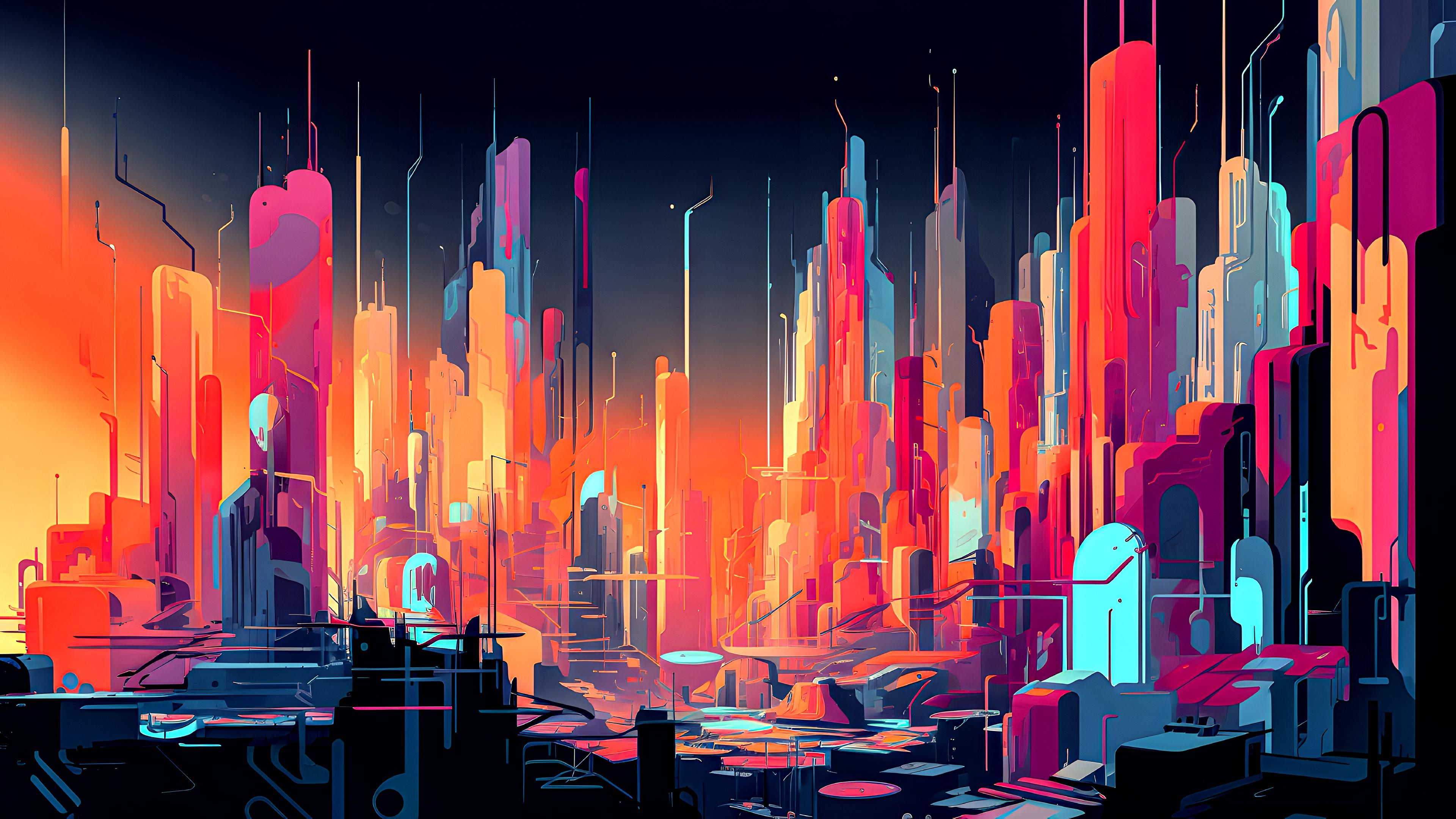 3840x2160 Futuristic Cityscape Wallpaper