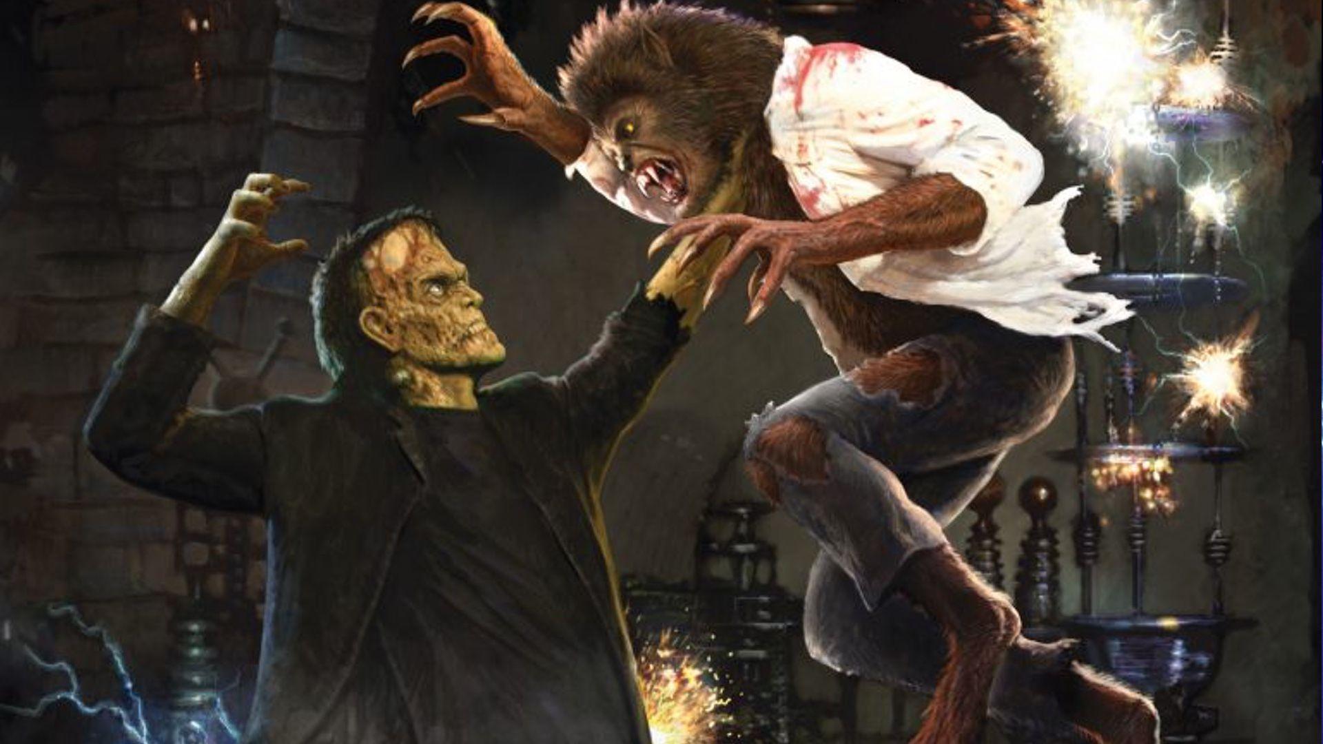 1920x1080 Frankenstein Meets The Wolfman And Other Universal Monster Themed